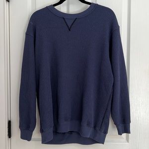 navy waffle crewneck